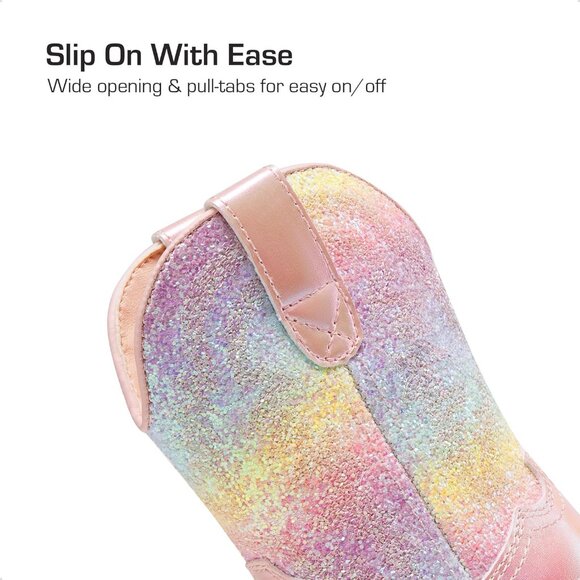 Kids Cowboy Boots Toddler Boys Girls Western Square Toe Mid Calf - Picture 3 of 6